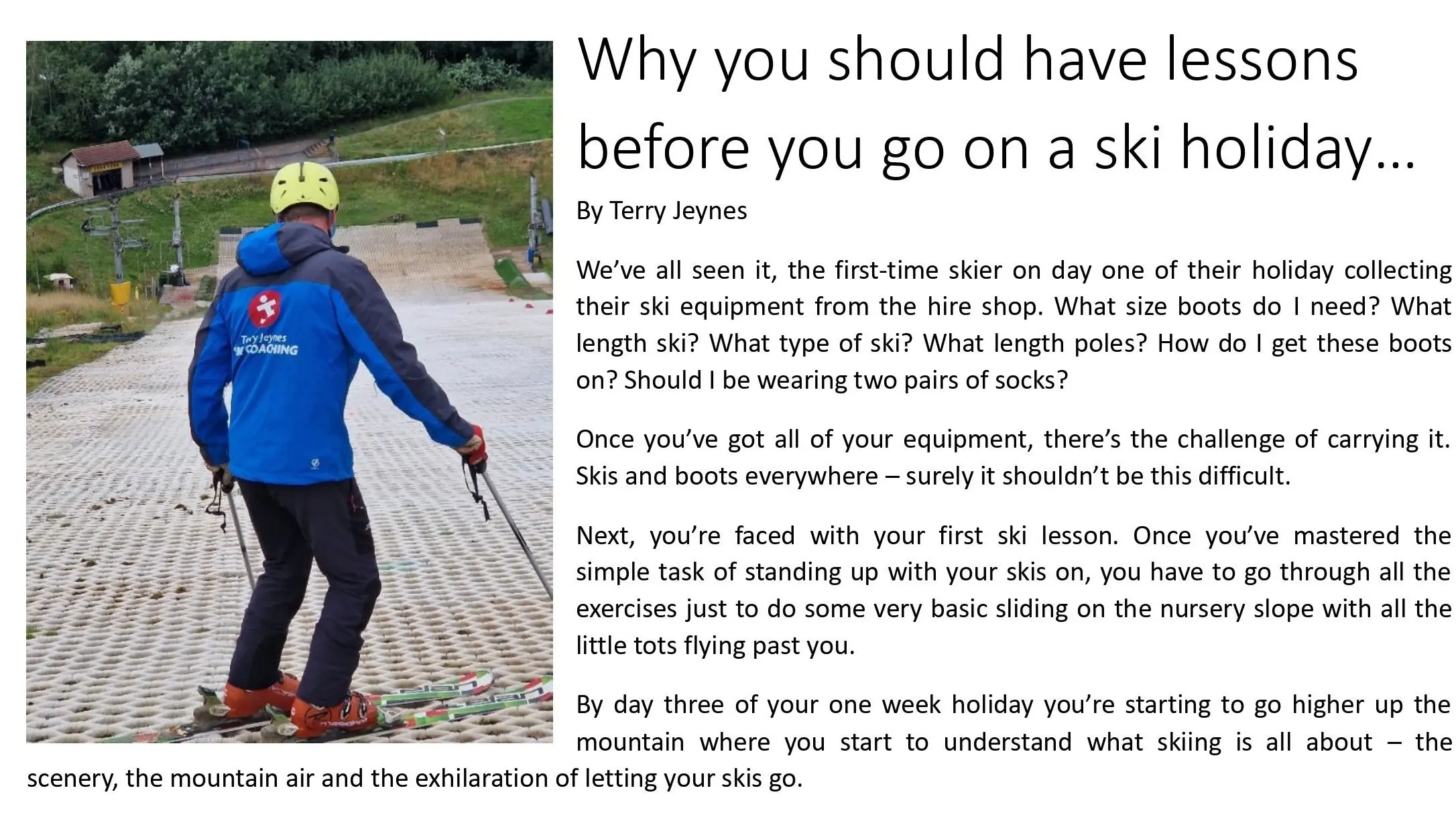 Ski Lessons at Gloucester Ski and Snowboard Centre Terry Jeynes Ski